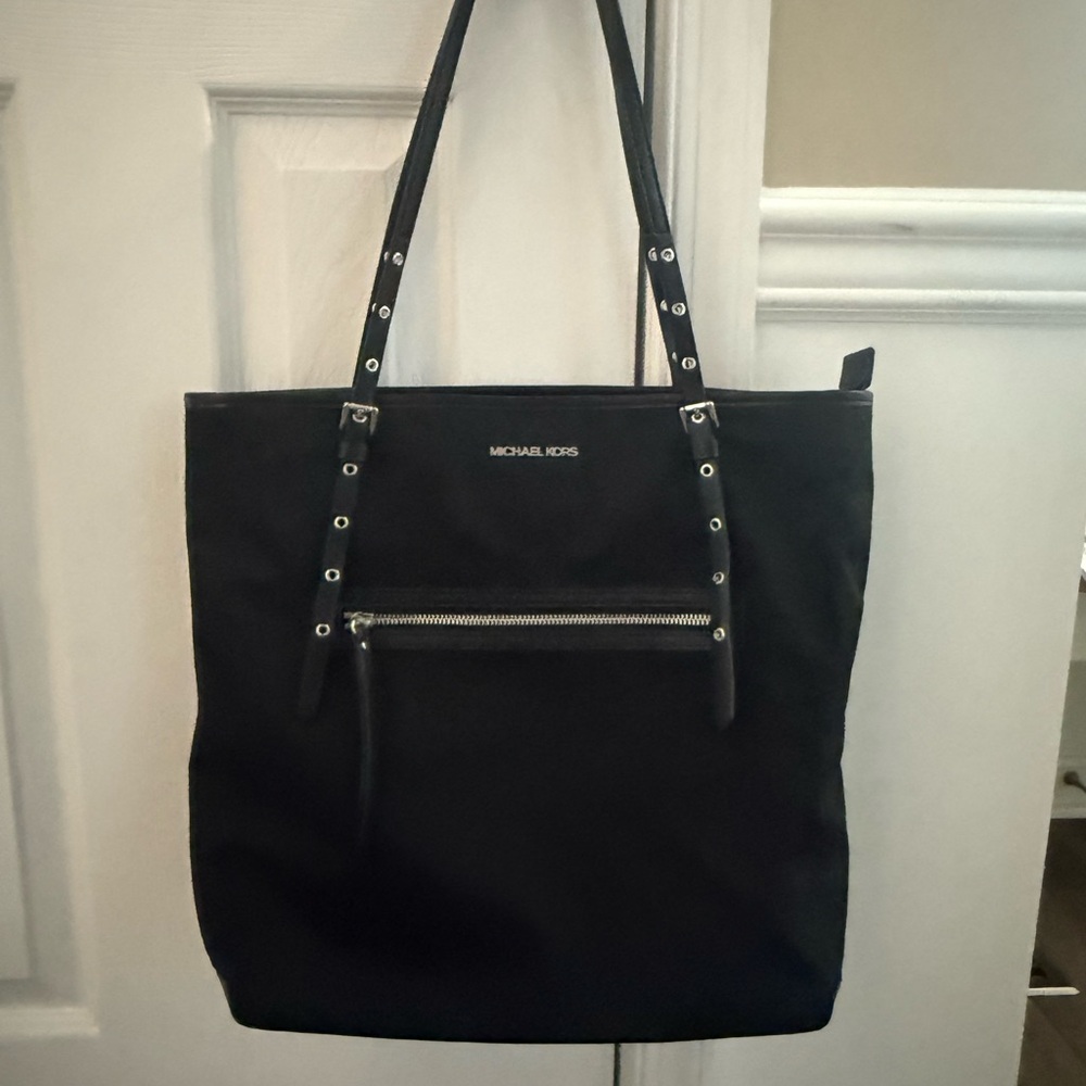 Michael Kors Black Tote with Silver Accents